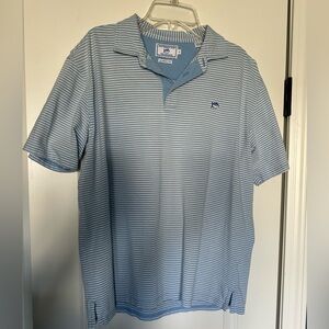 Southern Tide Size M Men's Blue Striped Polo Shirt